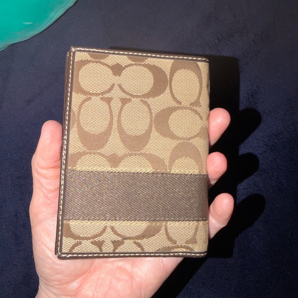 Coach Canvas Passport Cover in Khaki and Brown Signature Print - Picture 2 of 3